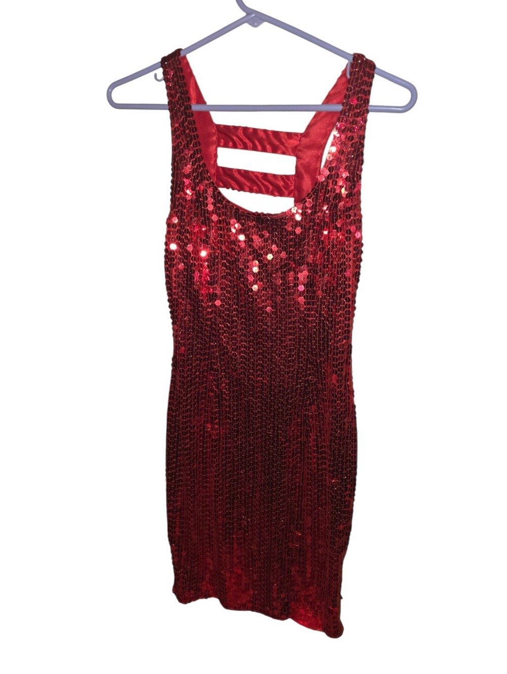 6/7/44. Niteline Della Roufogli Womens Vintage Red Sequin Party Dress